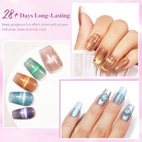 Nicedeco Fur Effect Cat Eye Gel Nail Polish Set, 6 Colors 5ML Holographic UV LED Glitter Soak off Nail Polish with Magnet Nail Art DIY Salon For Women Kit 6-81