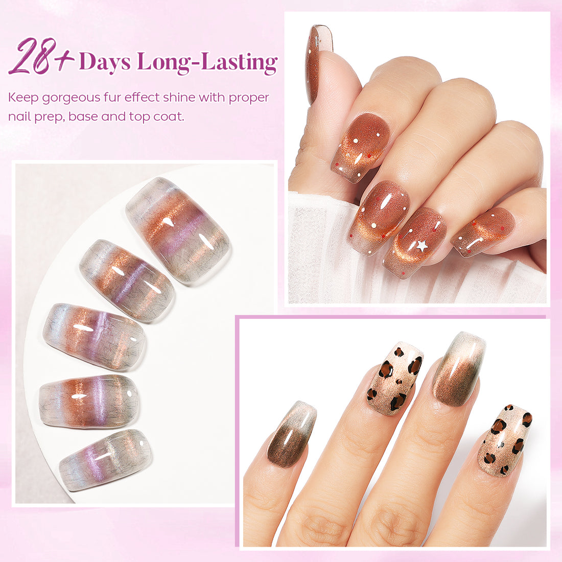 Nicedeco Fur Effect Cat Eye Gel Nail Polish Set, 6 Colors 5ML Holographic UV LED Glitter Soak off Nail Polish with Magnet Nail Art DIY Salon For Women Kit 6-82