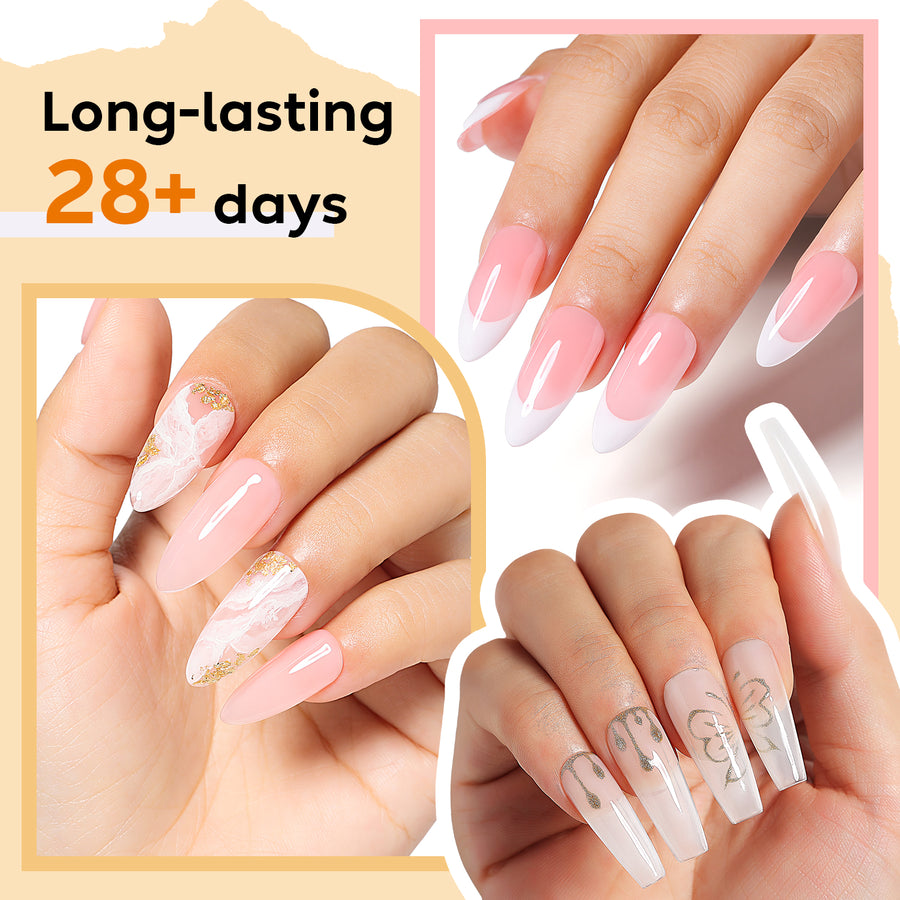 Nicedeco Builder Nail Gel Polish 6pcs, Hema Free, Cruelty Free, Vegan, Base Colors Nude Pink Hard Strengthener Rubber Gel Extension Kit 49