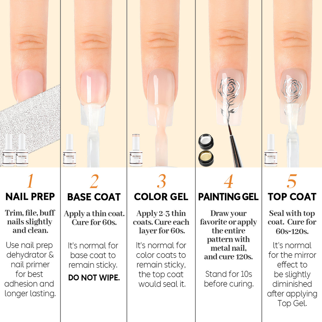 Nicedeco Metallic Gel Nail Polish Set, Hema Free, Silver and Gold 3D Metal Painting Gel for Nail Art, Glossy Mirror Finish, Vegan, Cruelty Free