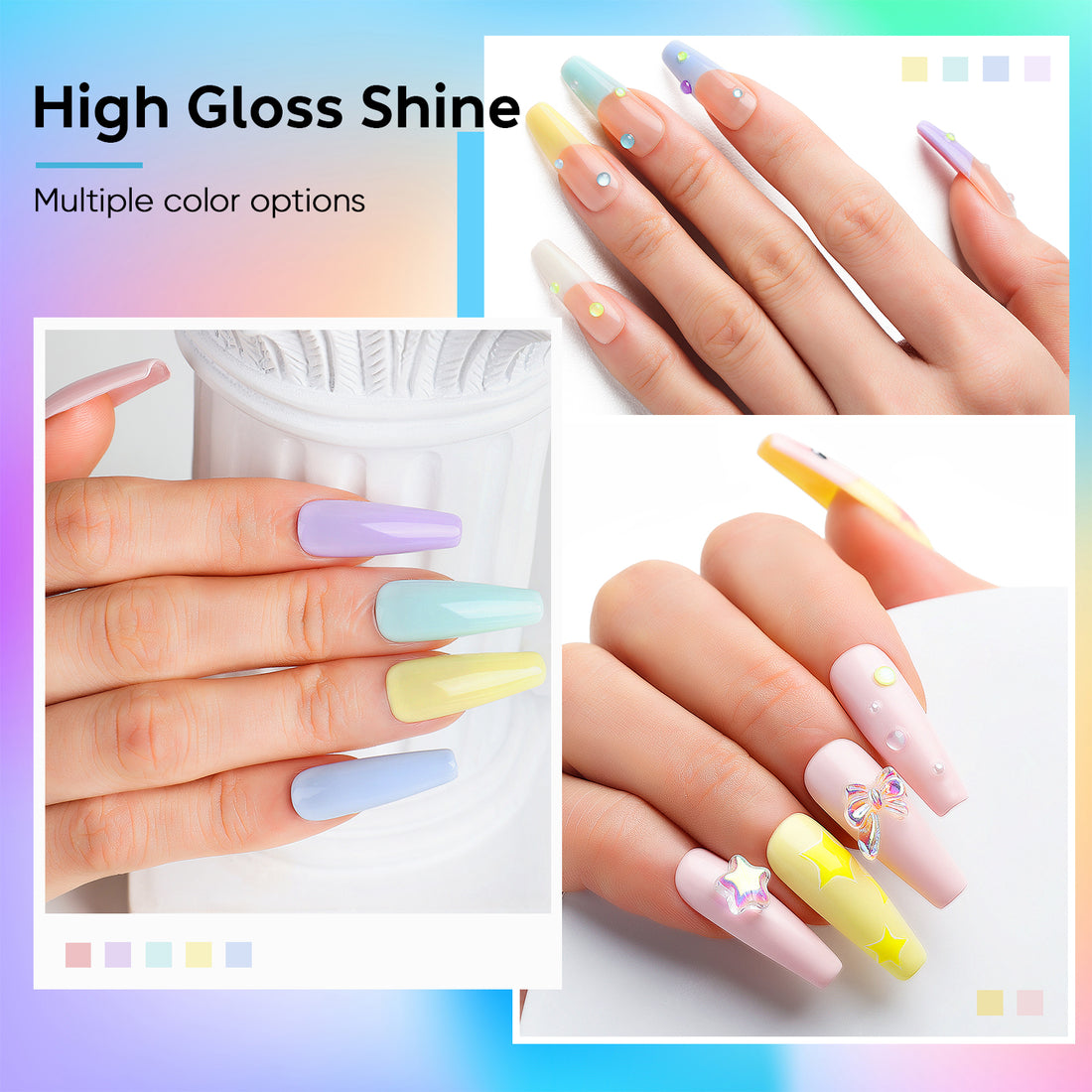 6-1 NiceDeco 6 Colors HEMA-Free Gel Nail Polish Set - 8ml Each, Soak Off Under UV/LED Lamp, Non-Toxic, Long Lasting Professional Nail Art Kit for Home or Salon Use