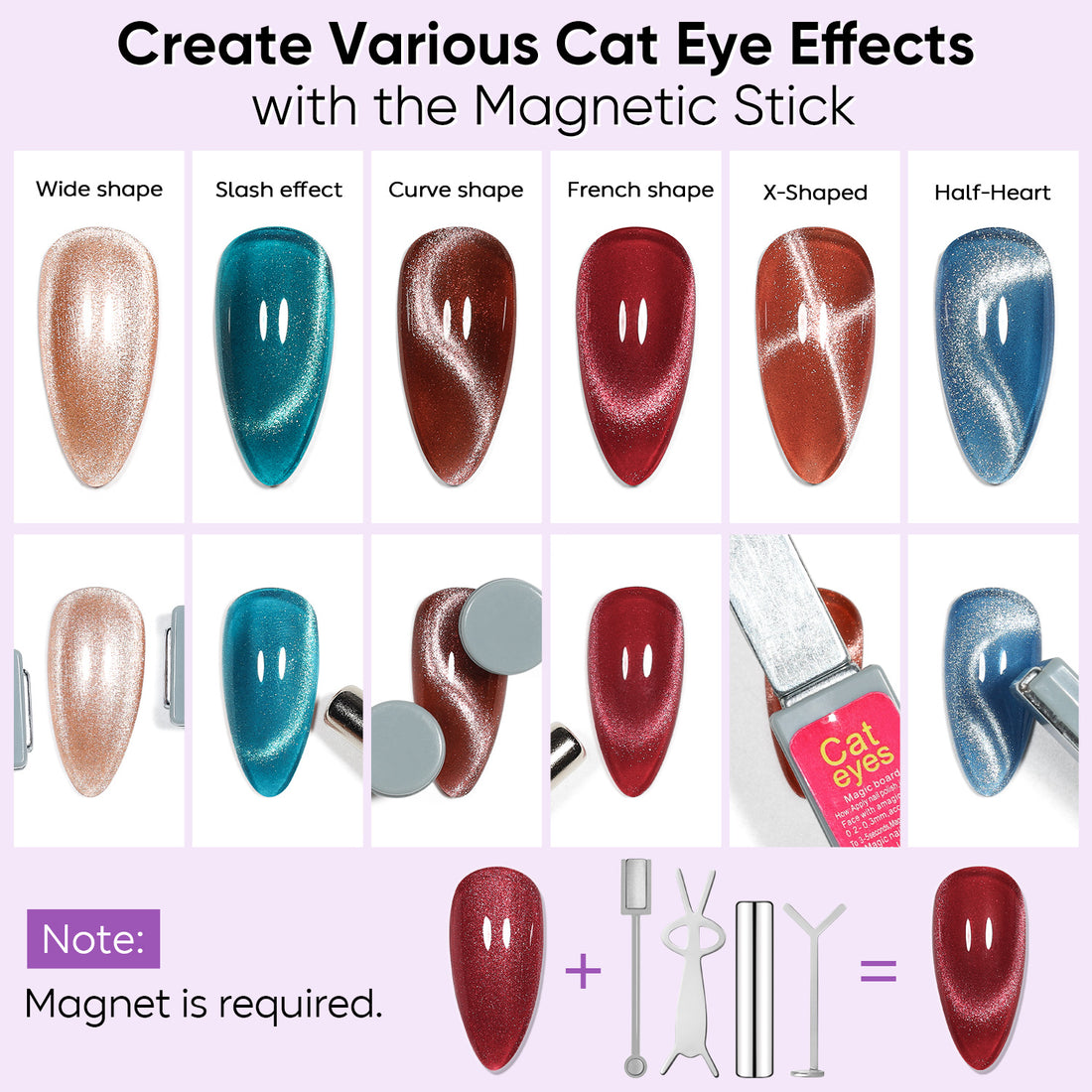 Nicedeco 6PCS 5ml Glassy Transparent Brown Magnetic Cat Eye Gel Polish Kit with Magnet – Glossy Crystal Liquid Effect, Reflective Translucent Jelly UV Nail Polish, Long Lasting for Salon & DIY58