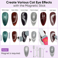 Nicedeco 6PCS 5ml Glitter Shimmer Transparent Magnetic Cat Eye Gel Polish Kit with Magnet – Glossy Crystal Liquid Effect, Reflective Translucent Jelly UV Nail Polish, Long Lasting for Salon & DIY59