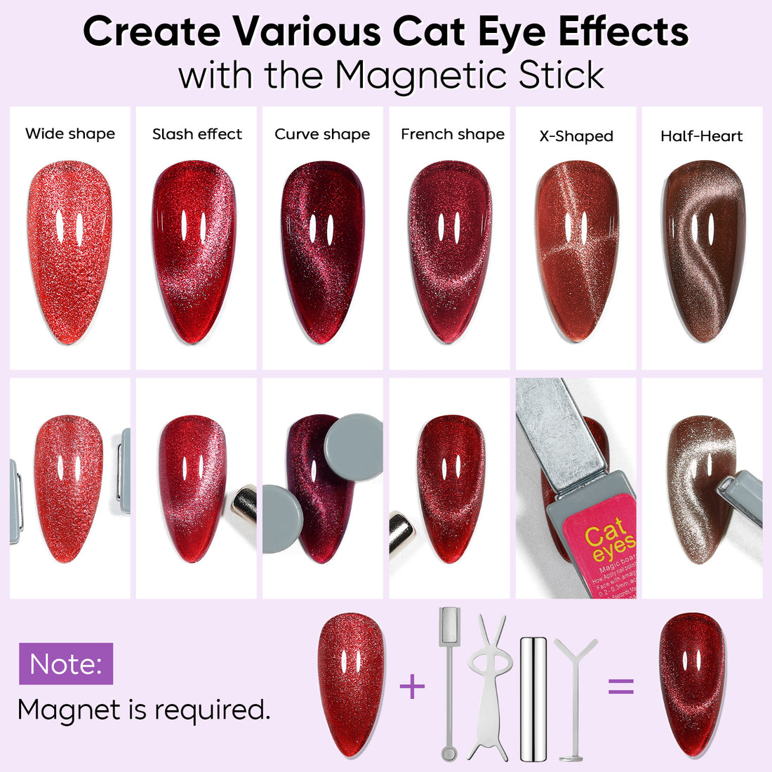 Nicedeco 6PCS 5ml Transparent Magnetic Cat Eye Gel Polish Kit with Magnet – Glossy Crystal Liquid Effect, Reflective Translucent Jelly UV Nail Polish, Long Lasting for Salon & DIY60