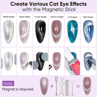 Nicedeco 6PCS 5ml Transparent Magnetic Cat Eye Gel Polish Kit with Magnet – Glossy Crystal Liquid Effect, Reflective Translucent Jelly UV Nail Polish, Long Lasting for Salon & DIY61