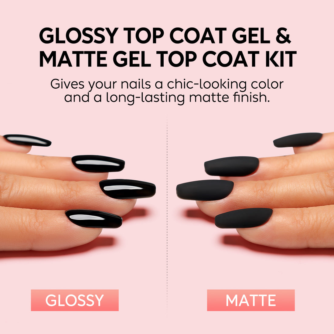 Nicedeco Gel Polish No Wipe Top Coat Matte Top Set, Hema Free, Cruelty Free, Vegan, 2PCS 15ML for Gel Nail Polish Shine Finish and Long Lasting