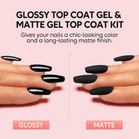 Nicedeco Gel Polish No Wipe Top Coat Matte Top Set, Hema Free, Cruelty Free, Vegan, 2PCS 15ML for Gel Nail Polish Shine Finish and Long Lasting