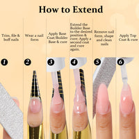 Nicedeco Builder Nail Gel Polish 6pcs, Hema Free, Cruelty Free, Vegan, Base Colors Nude Pink Hard Strengthener Rubber Gel Extension Kit 49
