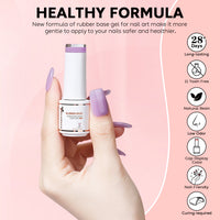 Nicedeco 4 In 1 Rubber Base Gel Set For Nails, Hema Free Sheer Color Gel Nail Polish UV LED,Elastic Rubber Nail Strengthen Enhance Base Coat 6pcs x 5ml-Kit 66