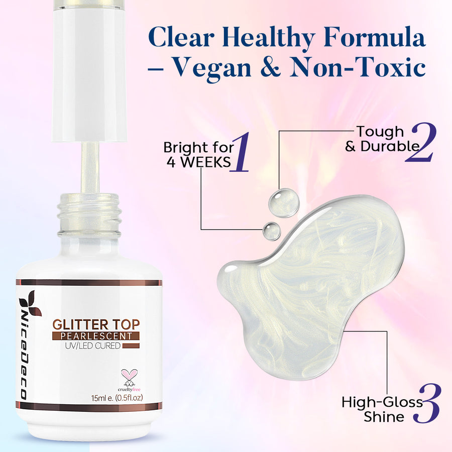 Nicedeco Gel Nail Polish Pearlescent Glitter Gel Top Coat 011