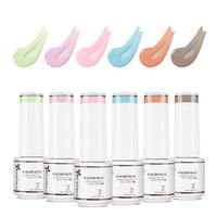 Nicedeco 8 in 1 Builder Base Strengthening Gel, 6x5ml UV/LED Clear Building Nail Gel in a Bottle,for Nails Tips & Extensions, Gel Polish Nail Repair Nail Strengthen NSET6-78