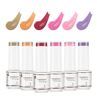 Nicedeco 8 in 1 Builder Base Strengthening Gel, 6x5ml UV/LED Clear Building Nail Gel in a Bottle,for Nails Tips & Extensions, Gel Polish Nail Repair Nail Strengthen NSET6-79