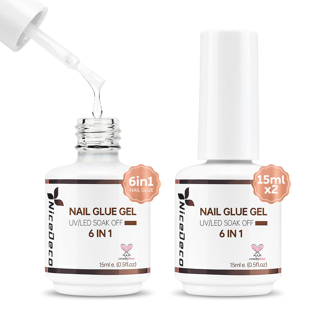Nicedeco Gel Polish 6 in 1 Nail Glue Gel for Acrylic Nails