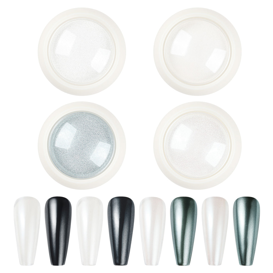 Nicedeco Pearl Nail Powder for Gel Nails, Cruelty Free, Vegan, 4 Jars Aurora Powder Mirror Effect Nail Glitter Manicure Pearlescent Mermaid Pigment for Nail Art Design Gifts