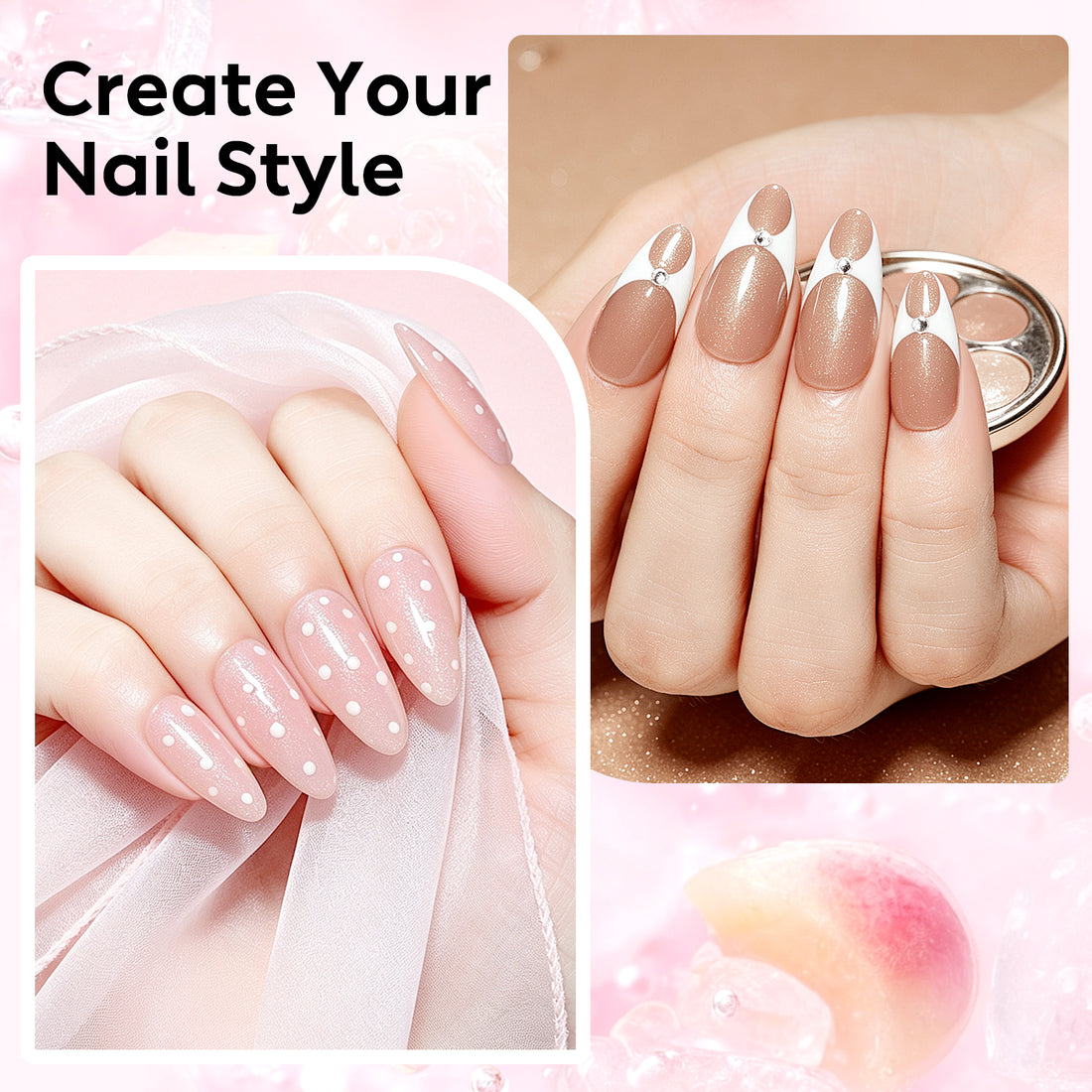 Nicedeco 6x5ml Hema-Free Glitter Rubber Base Gel Set, Nude Sheer White Pink691