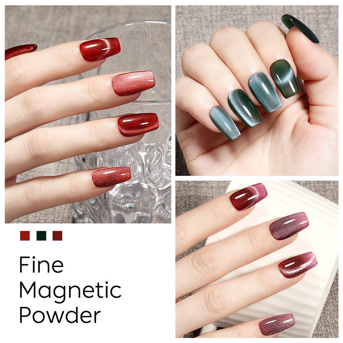 Nicedeco Fine Magnetic Cat Eye Gel Nail Polish Set, 6 Colors 5ML Holographic UV LED Glitter Blue Purple Red Brown Soak off Nail Polish with Magnet Nail Art DIY Salon For Women Kit 6-74