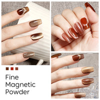 Nicedeco Fine Magnetic Cat Eye Gel Nail Polish Set, 6 Colors 5ML Holographic UV LED Glitter Taupe Brown Soak off Nail Polish with Magnet Nail Art DIY Salon For Women Kit 6-71