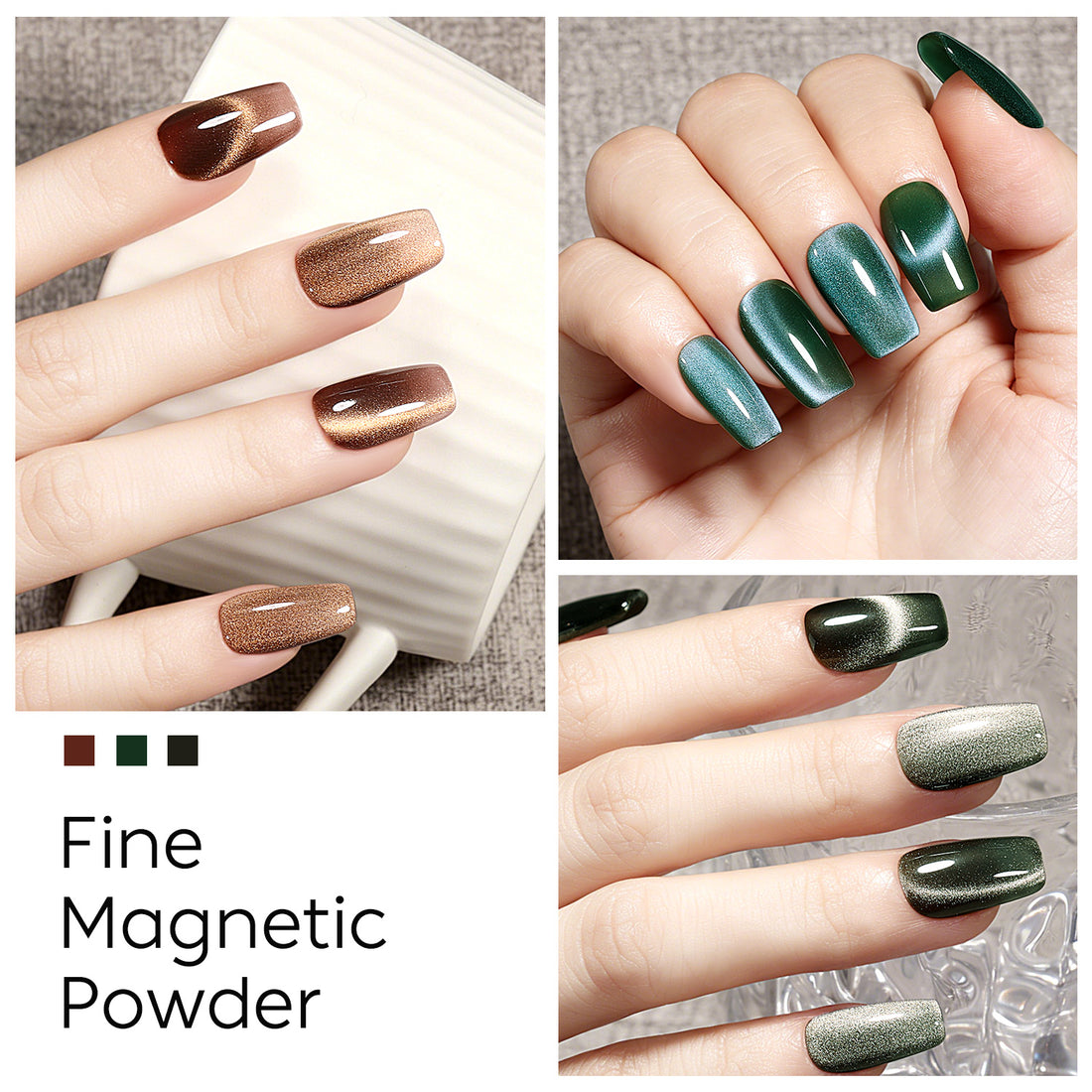 Nicedeco Fine Magnetic Cat Eye Gel Nail Polish Set, 6 Colors 5ML Holographic UV LED Glitter Blue Purple Red Taupe Soak off Nail Polish with Magnet Nail Art DIY Salon For Women Kit 6-72