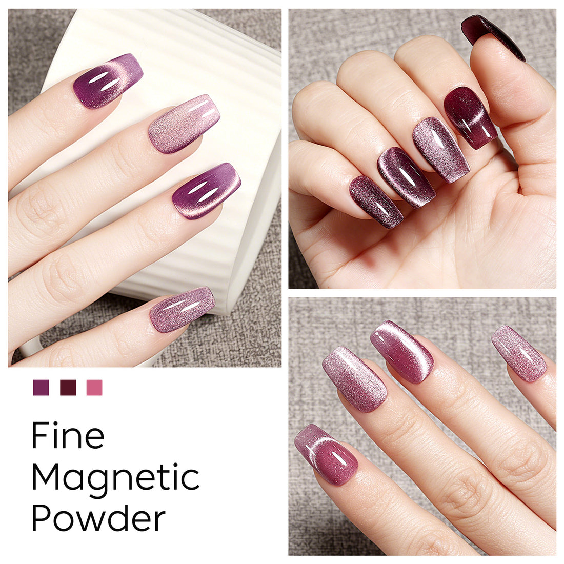 Nicedeco Fine Magnetic Cat Eye Gel Nail Polish Set, 6 Colors 5ML Holographic UV LED Glitter Purple Soak off Nail Polish with Magnet Nail Art DIY Salon For Women Kit 6-69