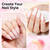 Nicedeco 6x5ml Hema-Free Glitter Rubber Base Gel Set, Nude Sheer White Pink690