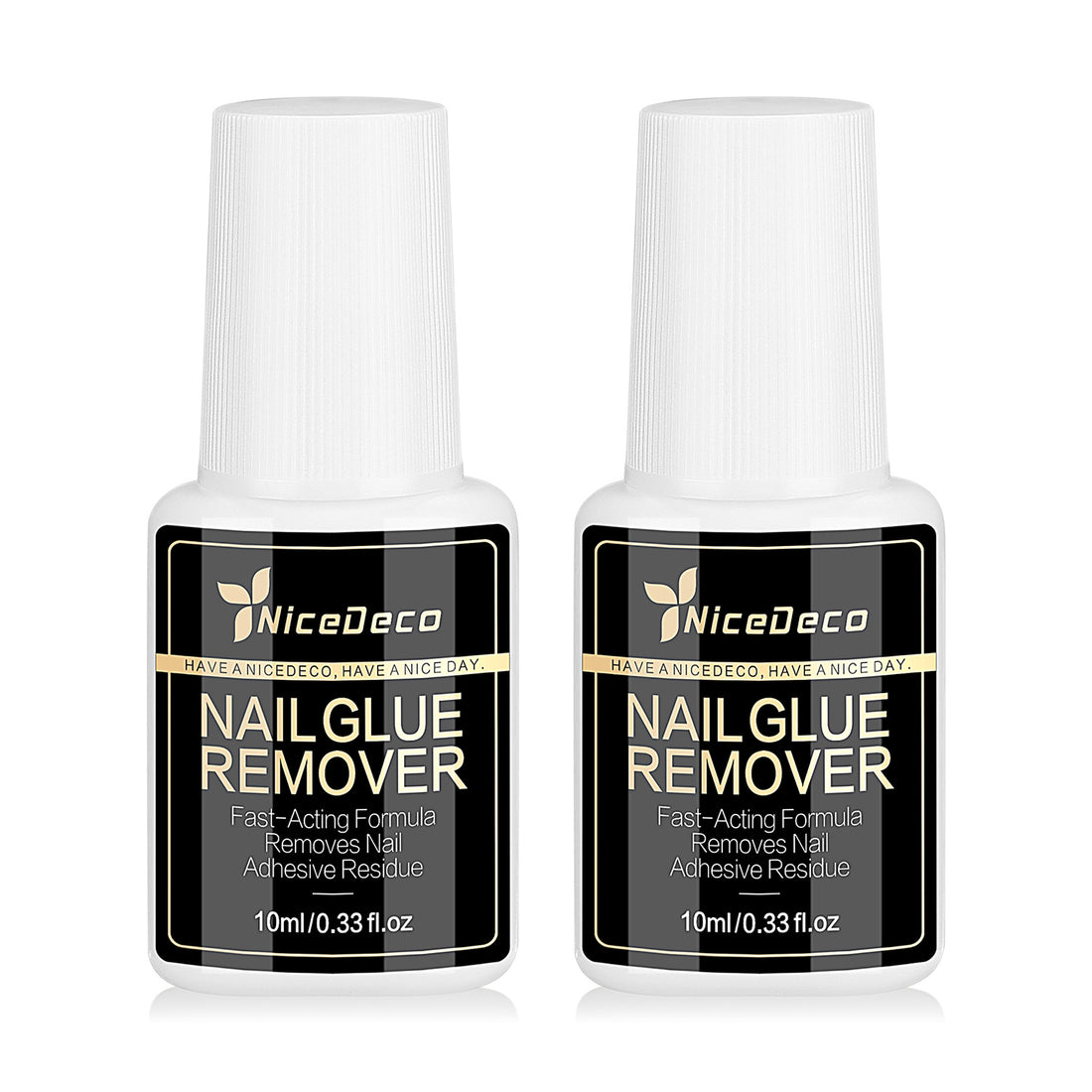 Nicedeco 2 Pcs 10ml Nail Glue Remover,Press on Nail Remover Cruelty Free Vegan for False Nail Tips,Quick Glues and Semi-Cured Sticker,Gentle Formula Not for Uv Nail Glue Gel