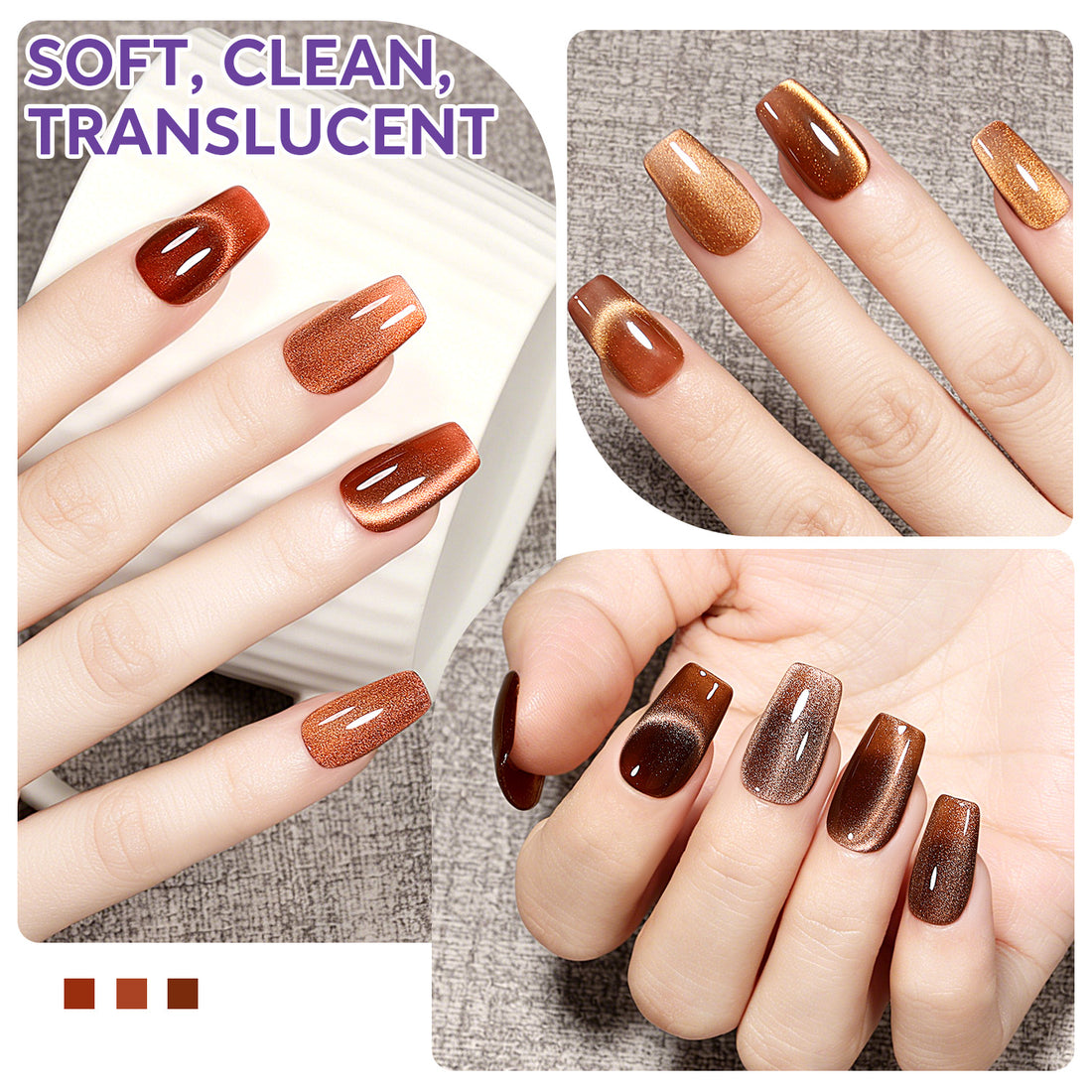Nicedeco Fine Magnetic Cat Eye Gel Nail Polish Set, 6 Colors 5ML Holographic UV LED Glitter Taupe Brown Soak off Nail Polish with Magnet Nail Art DIY Salon For Women Kit 6-71