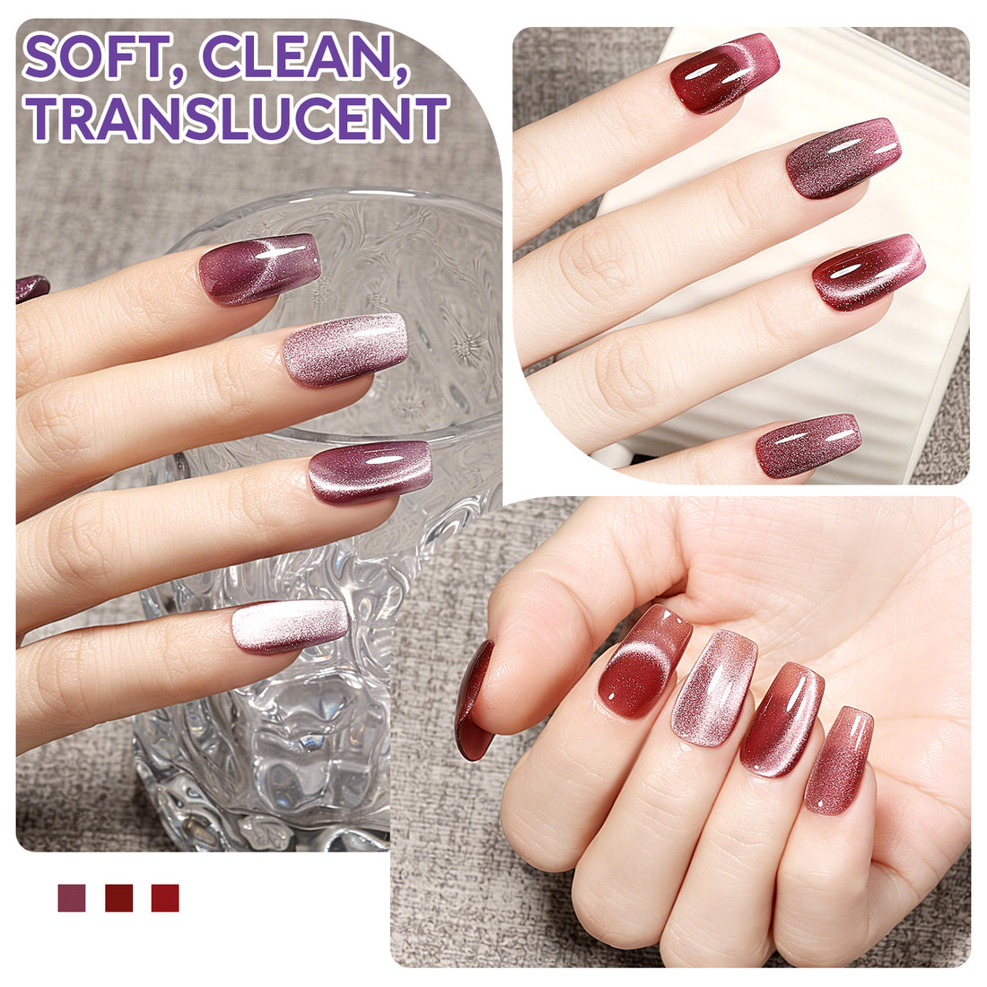 Nicedeco Fine Magnetic Cat Eye Gel Nail Polish Set, 6 Colors 5ML Holographic UV LED Glitter Purple Soak off Nail Polish with Magnet Nail Art DIY Salon For Women Kit 6-69