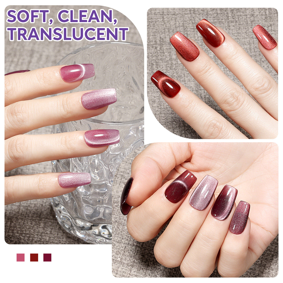 Nicedeco Fine Magnetic Cat Eye Gel Nail Polish Set, 6 Colors 5ML Holographic UV LED Glitter Blue Purple Red Taupe Soak off Nail Polish with Magnet Nail Art DIY Salon For Women Kit 6-72