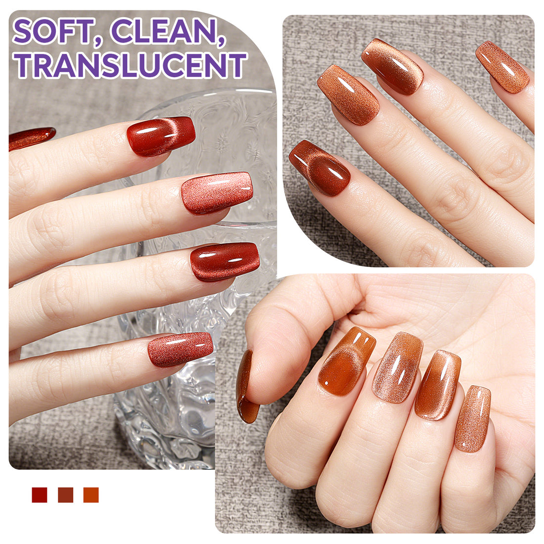 Nicedeco Fine Magnetic Cat Eye Gel Nail Polish Set, 6 Colors 5ML Holographic UV LED Glitter Red Brown Soak off Nail Polish with Magnet Nail Art DIY Salon For Women Kit 6-68
