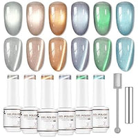 Nicedeco Fur Effect Cat Eye Gel Nail Polish Set, 6 Colors 5ML Holographic UV LED Glitter Soak off Nail Polish with Magnet Nail Art DIY Salon For Women Kit 6-81