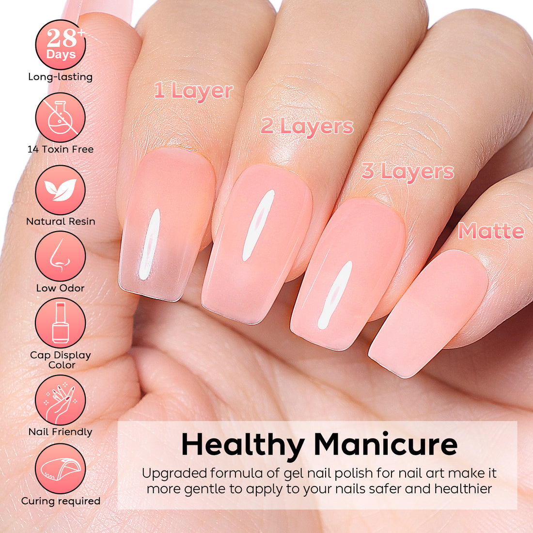 Nicedeco 2-Step Gel Nail Polish, 15ml UV/LED Soak-Off Gel Polish Nail Art Manicure Pedicure, Salon & Home Use - Long Lasting & Easy to Apply - TSG003