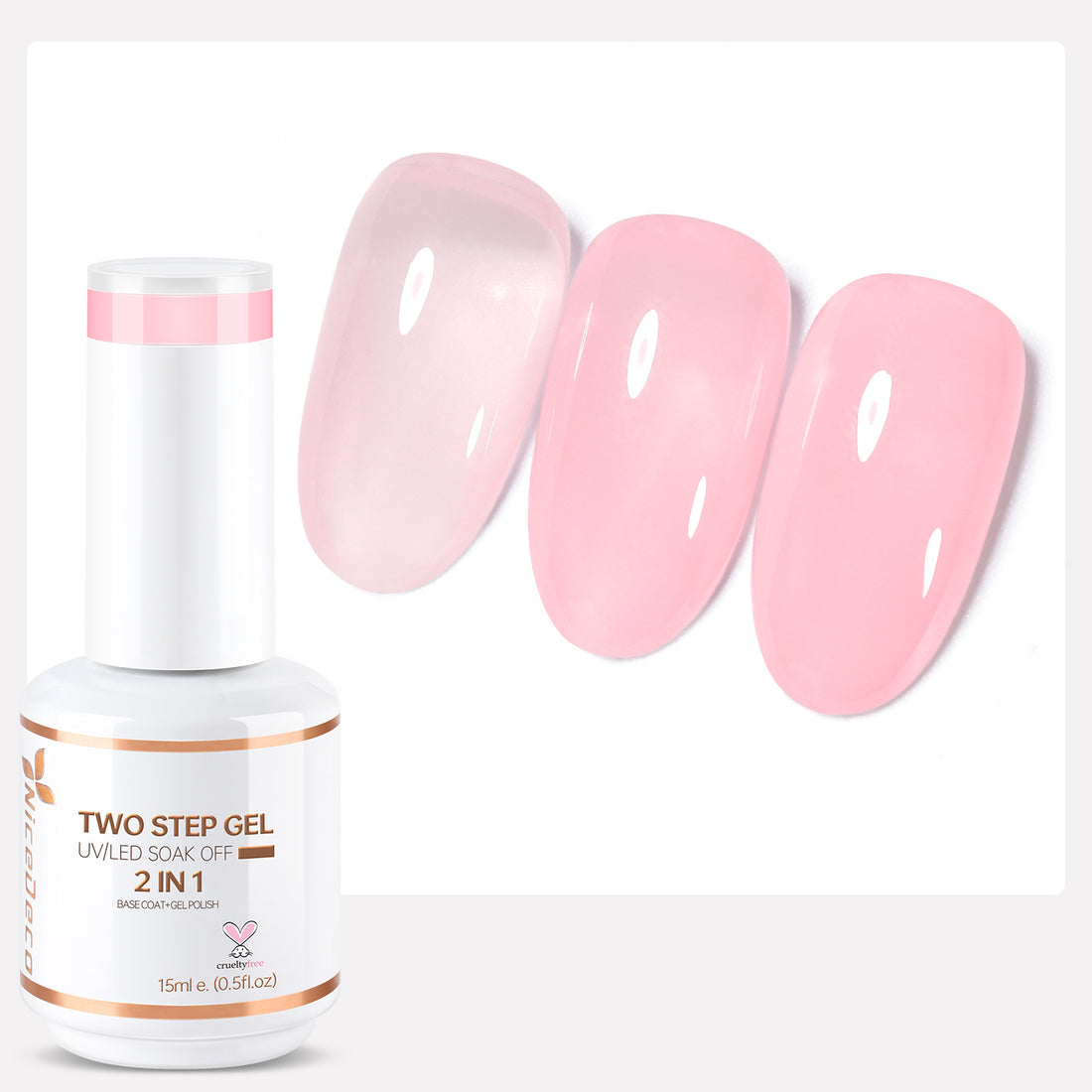 Nicedeco 2-Step Gel Nail Polish, 15ml UV/LED Soak-Off Gel Polish Nail Art Manicure Pedicure, Salon & Home Use - Long Lasting & Easy to Apply - TSG005