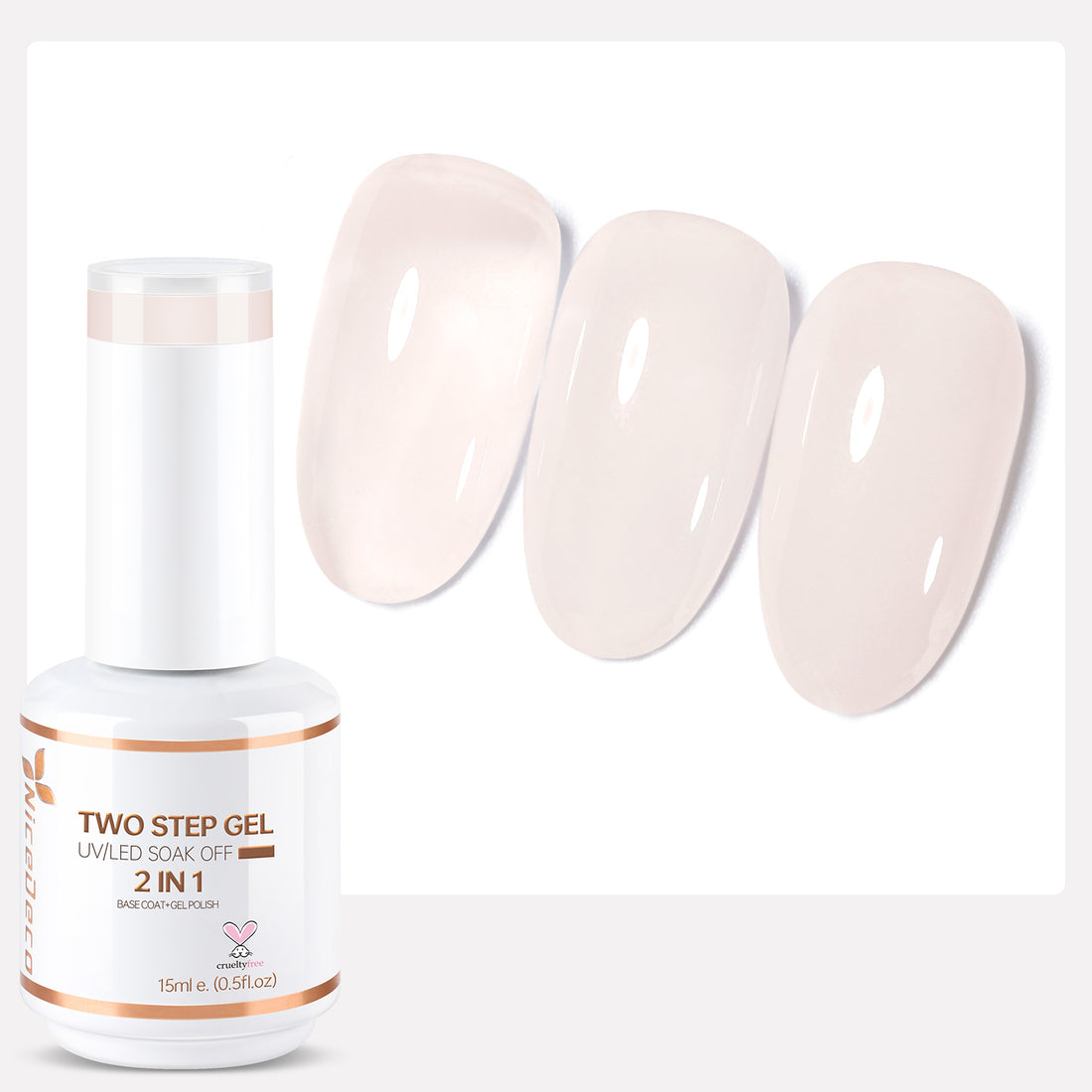 Nicedeco 2-Step Gel Nail Polish, 15ml UV/LED Soak-Off Gel Polish Nail Art Manicure Pedicure, Salon & Home Use - Long Lasting & Easy to Apply - TSG011