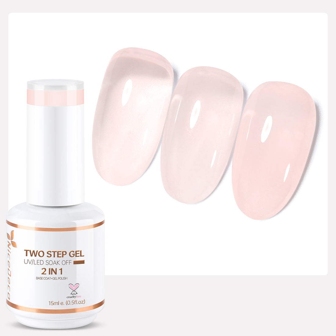 Nicedeco 2-Step Gel Nail Polish, 15ml UV/LED Soak-Off Gel Polish Nail Art Manicure Pedicure, Salon & Home Use - Long Lasting & Easy to Apply - TSG012