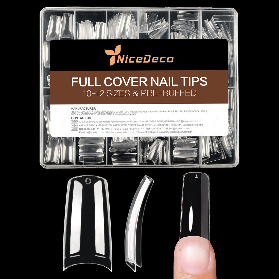 Nicedeco French Nail Tips for Gel Extensions, 550pcs 11 Sizes Half Cover False Nail Tips Fake Nails Press on Nails Acrylic Nail Tips - 019