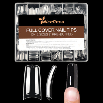 Nicedeco French Nail Tips for Gel Extensions, 550pcs 11 Sizes Half Cover False Nail Tips Fake Nails Press on Nails Acrylic Nail Tips - 019