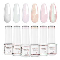 Nicedeco 8 in 1 Glitter Builder Base Strengthening Gel Set 6x5ml Nude Pink685