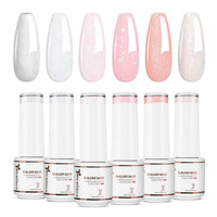 Nicedeco 8 in 1 Glitter Builder Base Strengthening Gel Set 6x5ml Nude Pink686
