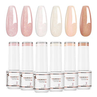 Nicedeco 8 in 1 Glitter Builder Base Strengthening Gel Set 6x5ml Nude Pink687