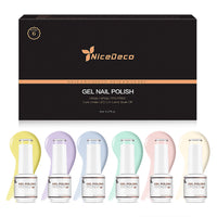 6-1 NiceDeco 6 Colors HEMA-Free Gel Nail Polish Set - 8ml Each, Soak Off Under UV/LED Lamp, Non-Toxic, Long Lasting Professional Nail Art Kit for Home or Salon Use