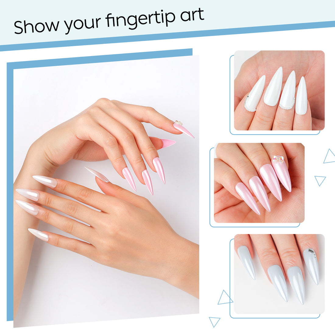 Nicedeco Pearl Nail Powder for Gel Nails, Cruelty Free, Vegan, 4 Jars Aurora Powder Mirror Effect Nail Glitter Manicure Pearlescent Mermaid Pigment for Nail Art Design Gifts