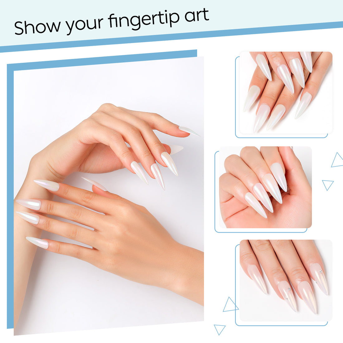 Nicedeco Aurora Nail Powder for Gel Nails, Cruelty Free, Vegan, 6 Jars Pearlescent Mermaid Powder Mirror Effect Iridescent Nail Glitter Manicure Pigment for Nail Art Design Gifts