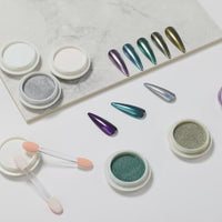 Nicedeco Chrome Nail Powder voor gelnagels, dierproefvrij, veganistisch, 8 potjes Metallic Mirror Effect Aurora Pigment Parelmoer Zeemeermin Glitter Manicure voor Nail Art Design Cadeaus 