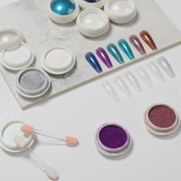 Nicedeco Chrome Nail Powder for Gel Nails, Cruelty Free, Vegan, 12 Jars Metallic Mirror Effect Aurora Pigment Pearlescent Mermaid Glitter Manicure for Nail Art Design Gifts