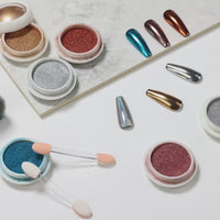 Nicedeco Chrome Nail Powder for Gel Nails, Cruelty Free, Vegan, 6 Jars Metallic Mirror Effect Pigment Nail Glitter Manicure for Nail Art Design Gifts