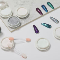 Nicedeco Aurora Nail Powder for Gel Nails, Cruelty Free, Vegan, 6 Jars Pearlescent Mermaid Powder Mirror Effect Iridescent Nail Glitter Manicure Pigment for Nail Art Design Gifts