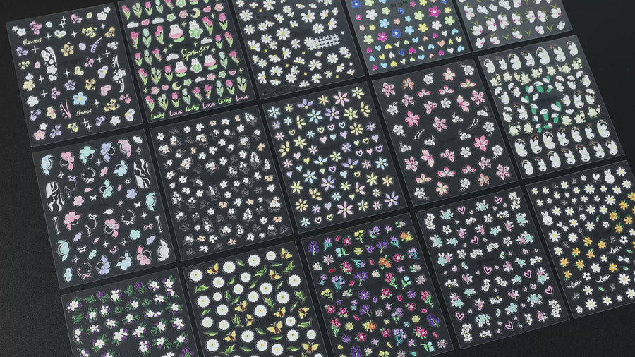 Nicedeco 15 Sheets Flower Nail Art Stickers 001